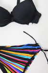 Kadın Siyah Renk Desenli Astarlı  Üçgen Bikini Takım HZL24S-LC3323