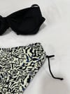 Kadın Siyah Taş İşlemeli Bej Desenli Astarlı Büyük Beden Bikini Takımı HZL25S-LC3351