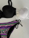 Kadın Siyah Taş İşlemeli Desenli 3 Parça Etekli Bikini Takım HZL25S-LC3326