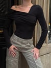 Kadın Siyah Tek Omuz Asimetrik Kesim Bodysuit HZL25W-ZK11521