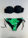Kadın Siyah Toka Detaylı Yeşil Desen Bikini Takım HZL25S-LC3352