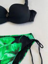 Kadın Siyah Toka Detaylı Yeşil Desen Bikini Takım HZL25S-LC3352