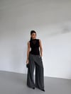 Kadın Siyah Tül Detay Degaje Yaka Yanlardan Drapeli Sandy Bluz HZL26S-FRY123791