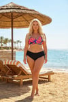 Kadın Siyah Turuncu Çok Renkli Büyük Beden Astarlı Bikini Takım HZL26S-LC3832