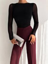 Kadın Siyah Uzun Tül Kol Sandy Bluz HZL25W-FRY122521
