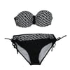 Kadın Siyah Zincir Desenli Astarlı Bikini Takım HZL24S-LC206