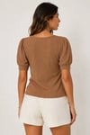 Kadın Sütlü Kahve Kare Yaka Örme Bluz HZL22W-BD104091