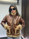 Kadın Taba Içi Kürklü Önden Fermuarlı Suni Deri Mont HZL24W-BRC181001