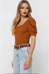 Kadın Taba Kare Yaka Örme Bluz HZL22W-BD104091