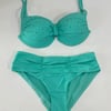 Kadın Turkuaz Taş İşlemeli Astarlı Büyük Beden Bikini Takımı HZL25S-LC01