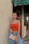 Kadın Turuncu İp Askılı Örme Büstiyer HZL24S-ZK12001