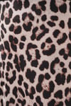 Kadın Vizon Leopar Desenli Saten Yüzeyli Beli Lastikli Midi Boy Etek Hzl23S-BD1101471