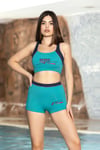 Kadın Yeşil Baskılı Sporcu Model  Şortlu Bady Bikini Takım HZL24S-AR1751