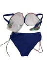 Kadın Yeşil Çiçek Desenli Büyük Beden Astarlı Lacivert Bikini Takım HZL25S-LC3301