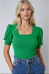 Kadın Yeşil Kare Yaka Örme Bluz HZL22W-BD104091