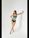 Kadın Yeşil Lacivert Desenli Astarlı Bikini Takımı HZL25S-LC25143