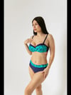 Kadın Yeşil Lacivert Desenli Astarlı Bikini Takımı HZL25S-LC25143