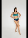 Kadın Yeşil Lacivert Desenli Astarlı Bikini Takımı HZL25S-LC25143
