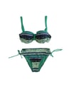 Kadın Yeşil Taş İşlemeli Etnik Desenli Astarlı Bikini Takımı HZL25S-LC3305