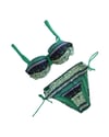 Kadın Yeşil Taş İşlemeli Etnik Desenli Astarlı Bikini Takımı HZL25S-LC3305