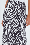Kadın Zebra Desen Siyah Beyaz Saten Yüzeyli Beli Lastikli Midi Boy Etek Hzl23s-bd1101471