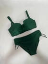 Kadın Zümrüt Yeşili Çiçek Desenli Elbise Model  Slipli Tankini HZL24S-LC4009