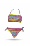 Kız Çocuk Mavi Neon Sarı Çok Renkli Astarlı 4-12 Yaş Straplez Bikini Takım HZL24S-LC6355