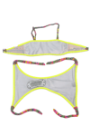 Kız Çocuk Mavi Neon Sarı Çok Renkli Astarlı 4-12 Yaş Straplez Bikini Takım HZL24S-LC6355