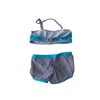 Kız Çocuk Mavi Siyah Çizgili Şortlu 4-12 Yaş Straplez Bikini Takım HZL24S-LC9034