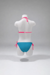 Kız Çocuk Mavi Tavuz Kuşu Desenli  6-14 Yaş Üçken Bikini Takım HZL24S-LC9017
