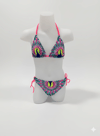 Kız Çocuk Mavi Tavuz Kuşu Desenli  6-14 Yaş Üçken Bikini Takım HZL24S-LC9017