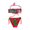 Kız Çocuk Neon Pembe Unicorn Desenli  2-8 Yaş Straplez Bikini Takım HZL24S-LC3658