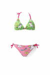 Kız Çocuk Neon Pembe Yeşil Unicorn Temalı Bikini Takım HZL25S-LC19049