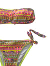 Kız Çocuk Neon Sarı Çok Renkli Astarlı 4-12 Yaş Straplez Bikini Takım HZL24S-LC6355