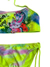 Kız Çocuk Neon Sarı Desenli  2-8 Yaş Straplez Bikini Takım HZL24S-LC3652