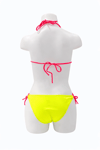 Kız Çocuk Neon Sarı Kitty Glow Desenli  4-14 Yaş Üçgen Bikini Takım HZL26S-LC2886