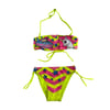 Kız Çocuk Neon Sarı Unicorn Desenli  2-8 Yaş Straplez Bikini Takım HZL24S-LC3658