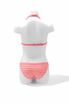 Kız Çocuk Pembe Beyaz Çizgili Flamingo Desenli  4-12 Yaş Üçgen Bikini Takım HZL24S-LC171
