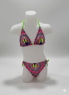 Kız Çocuk Pembe Tavuz Kuşu Desenli  6-14 Yaş Üçgen Bikini Takım HZL24S-LC19017