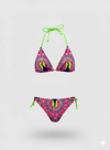 Kız Çocuk Pembe Tavuz Kuşu Desenli  6-14 Yaş Üçgen Bikini Takım HZL24S-LC19017