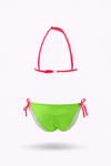 Kız Çocuk Pembe Yeşil Flamingo Glow Desenli 6-14 Yaş Üçgen Bikini Takım HZL26S-LC19018