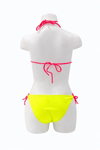 Kız Çocuk Sarı Tavuz Kuşu Desenli  6-14 Yaş Üçgen Bikini Takım HZL24S-LC19017