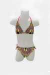 Kız Çocuk Sarı Tavuz Kuşu Desenli  6-14 Yaş Üçgen Bikini Takım HZL24S-LC19017