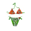 Kız Çocuk Turuncu Yeşil Unicorn Temalı Bikini Takım HZL25S-LC19049