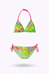 Kız Çocuk Yeşil Kelebek Desenli  2-8 Yaş Üçken Bikini Takım HZL24S-LC2134