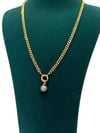 14 K Gold Renk Ezme Zincir Taşlı Top Nazar Uç Vip Kolye (50 CM)