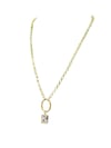 14 K Gold Renk Oval Figür Baget Taşlı VIP Kolye (44 CM)