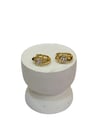 14K Gold Renk Baget Tek Taşlı VIP Mini Küpe (1 CM)