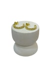 14K Gold Renk Beyaz Yıldızlı Mini VIP Küpe (2 CM)