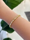 14K Gold Renk Bir Dolu Bir Boş Taşlı Orta Boy Petek VIP Bileklik (17+2 cm)